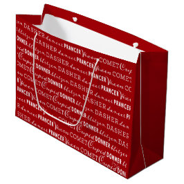 Bright Red Christmas Gift Bag | Santa's Reindeer Große Geschenktüte