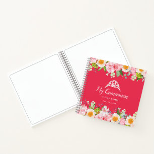 Bright Red Floral Quinceanera Carnet du livre d'or