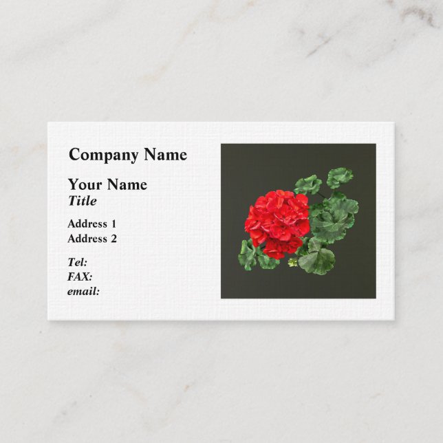 Bright Red Geranium Visitenkarte (Vorderseite)