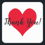 Bright Red Heart Vielen Dank Quadratischer Aufkleber<br><div class="desc">Erstellen Sie Ihre eigene benutzerdefinierte Dankeschön-Aufkleber. Wenn Sie die Hintergrundfarbe auf diesem abgerundeten quadratischen Aufkleber ändern, ändern Sie die Farbe der niedlichen, leuchtend roten Herzform. Fügen Sie ein Foto der Neuvermählten hinter der weißen Herzmaske oder dem Rahmen hinzu. Sie können auch Ihre eigenen, individuellen Aufkleber erstellen, indem Sie eine personalisierte...</div>