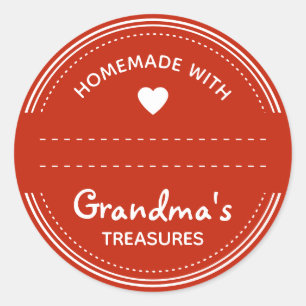 Bright Red Jar Lid Étiquette Blank Text Box Heart
