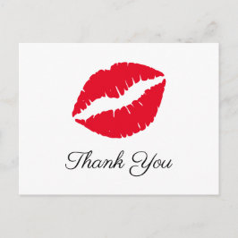 Bright Red Lipstick Kiss Elegant Vielen Dank Postkarte