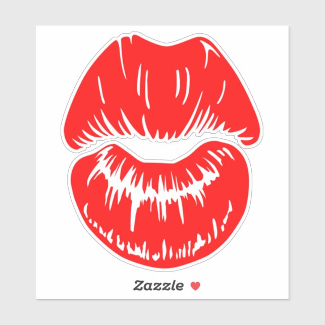 Bright Red Lipstick Kiss Mark Aufkleber (Blatt)