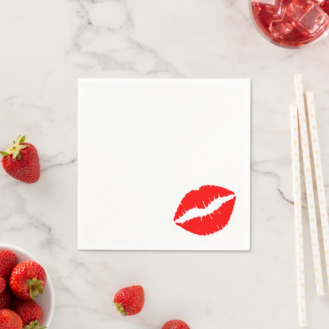 Bright Red Lipstick Kiss Print Serviette (Beispiel)