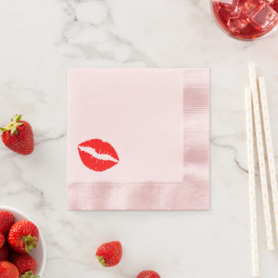 Bright Red Lipstick Kiss Serviette