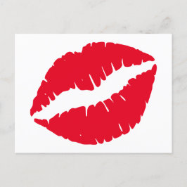 Bright Red Lipstick Kiss White Postkarte