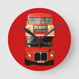 Bright Red London Bus Clock Runde Wanduhr