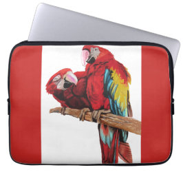 Bright Red Macaw Parrots Wasserfarben Notebook-Geh Laptopschutzhülle