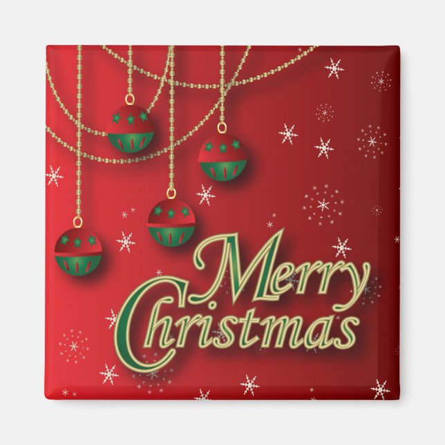 Bright Red Merry Christmas Magnet (Vorne)
