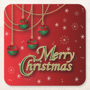 Bright Red Merry Christmas Rechteckiger Pappuntersetzer