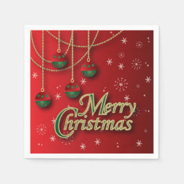 Bright Red Merry Christmas Serviette