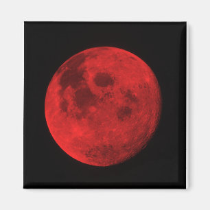 BRIGHT RED MOON MAGNET. 2" X 2" KÜHLSCHRANKMAGNET