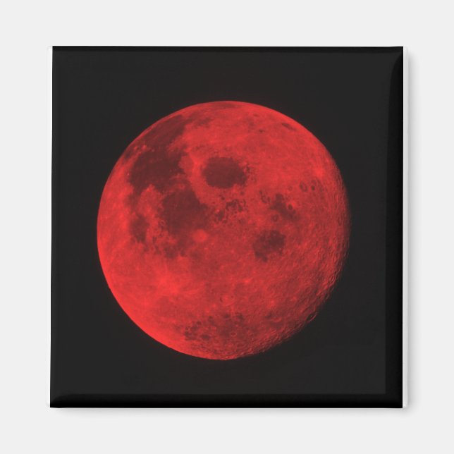 BRIGHT RED MOON MAGNET. 2" X 2" KÜHLSCHRANKMAGNET (Vorne)