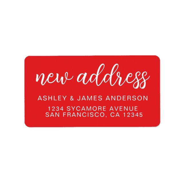 Bright Red New Address Announcement Seal Adressaufkleber (Vorne)