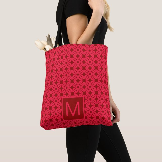 Bright Red Ornate Pattern Monogrammed Tasche (Von Nahem)