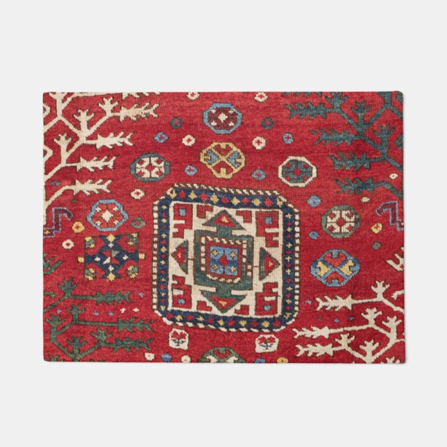 Bright Red Persian II Geometrie Formen  Fußmatte (Vorderseite)