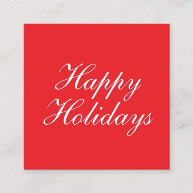 Bright Red Plain Elegant Happy Holidays Card Begleitkarte (Vorderseite)