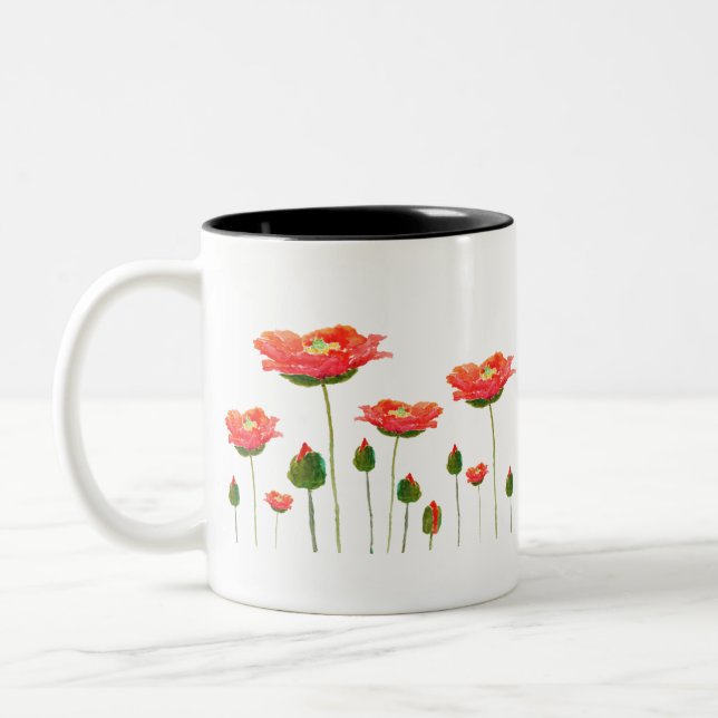 bright red poppies zweifarbige tasse (Links)