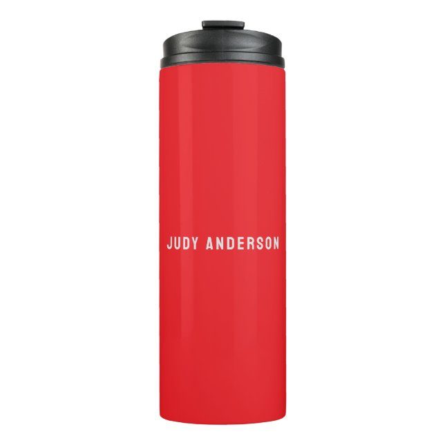 Bright Red Professional Plain Modern Elegant Name Thermosbecher (Vorderseite)