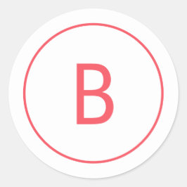 Bright Red Simple Monogram Christmas Envelope Runder Aufkleber