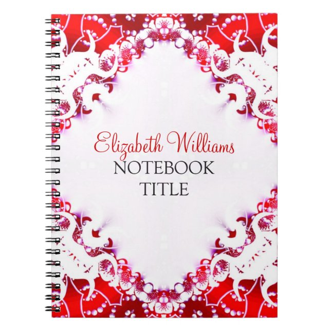 Bright Red + White Diamond Batik Carnet (Devant)