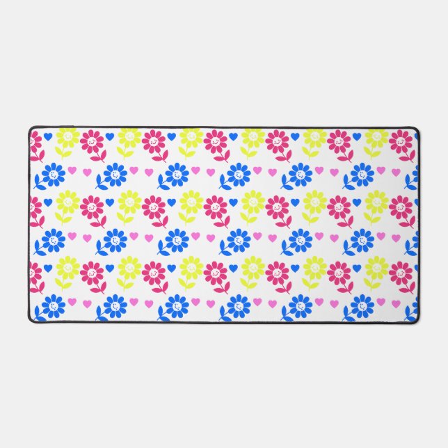 Bright Retro Floral Pattern avec Coeurs (Recto)