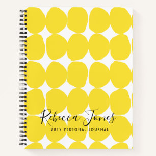 BRIGHT RETRO GROSSE HAND ZEICHNETE GELBE POLKA-DOT NOTIZBUCH