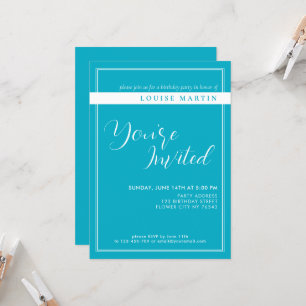 Bright Rich Sky Blue Custom Invitation d'anniversa