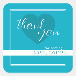 Bright Rich Sky Blue Vielen Dank Herzsticker Quadratischer Aufkleber
