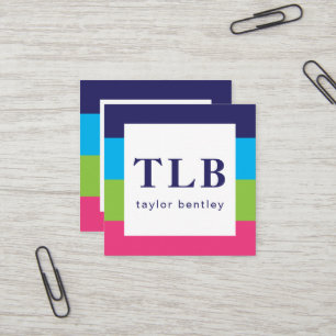 Bright Rugby Stripes Business Contact Cards Quadratische Visitenkarte