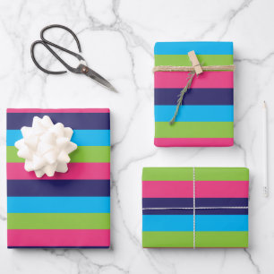 Bright Rugby Stripes Papier Enveloppement Cadeau