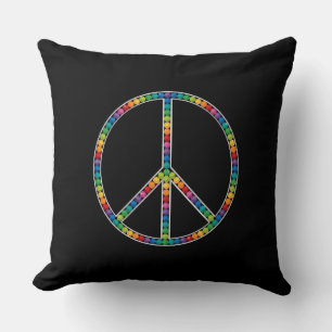 Bright Sapphire Jewel Gem Bling Diamond Peace Sign Kissen