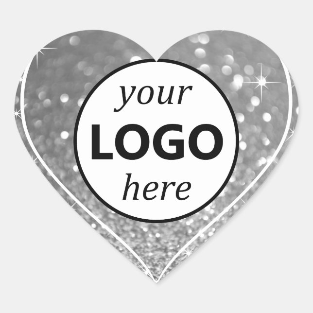 Bright Shimmery Silver Glitzer Sparkle Stars Logo Herz-Aufkleber (Vorderseite)