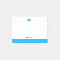 Bright Sky Blue Bird & Border auf Weiß mit Name