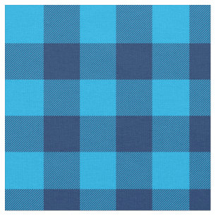 Bright Sky und Navy Blue Gingham Kariert Stoff