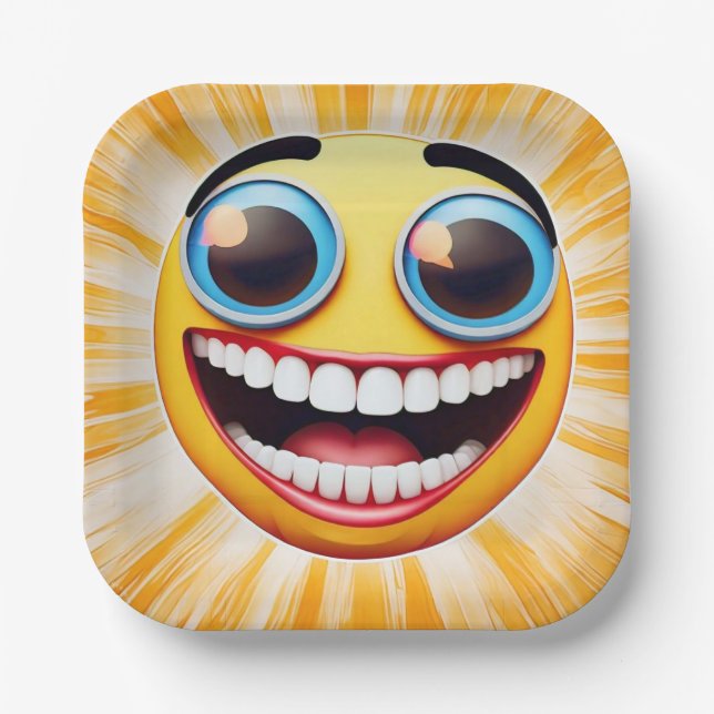 Bright Smile Emoji Papierplatte Pappteller (Vorderseite)