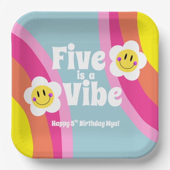 Bright Smiley Five ist ein Vibe Party Plate Pappteller (Vorderseite)