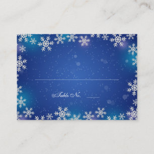 Bright Snowflakes Table Bleue Place Cartes