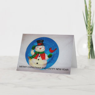Bright Snowman schoss auf einer Karte nah