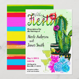 Bright Stripes Cactus & Succulents FIESTA WEDD Einladung
