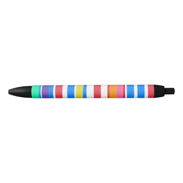 Bright Stripes Red Blue Pink Green Kugelschreiber (Vorderseite)