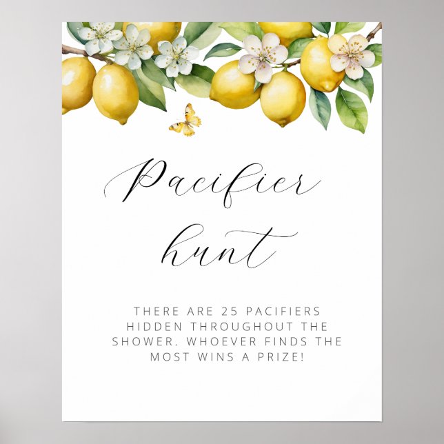 Bright Summer Lemon Baby Showdusche Schnuller Hunt Poster (Vorne)