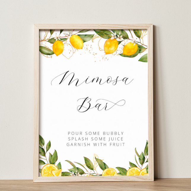 Bright Summer Lemon Brautparty Mimosa Bar Poster (Von Creator hochgeladen)