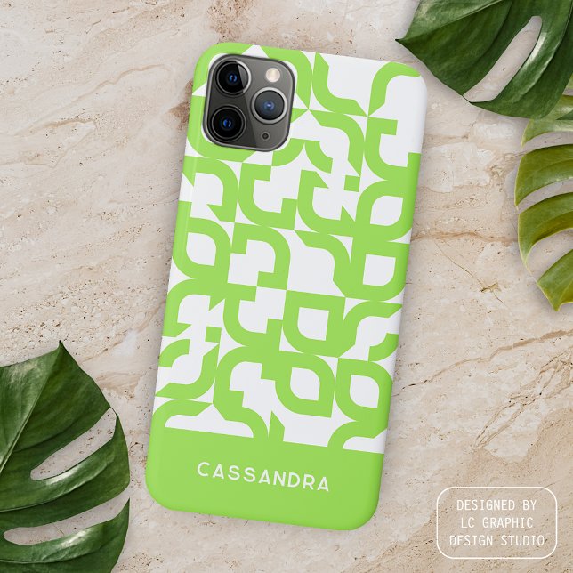 Bright Summer Lime Green Midjahrs Art Pattern Case-Mate iPhone Hülle (Von Creator hochgeladen)