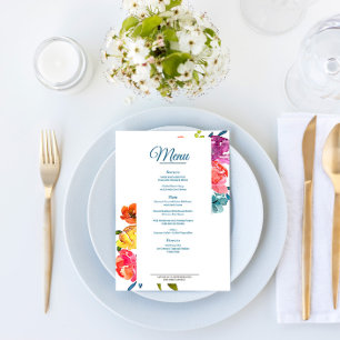 Bright Summer turquoise Mariage plat Menu & Boisso