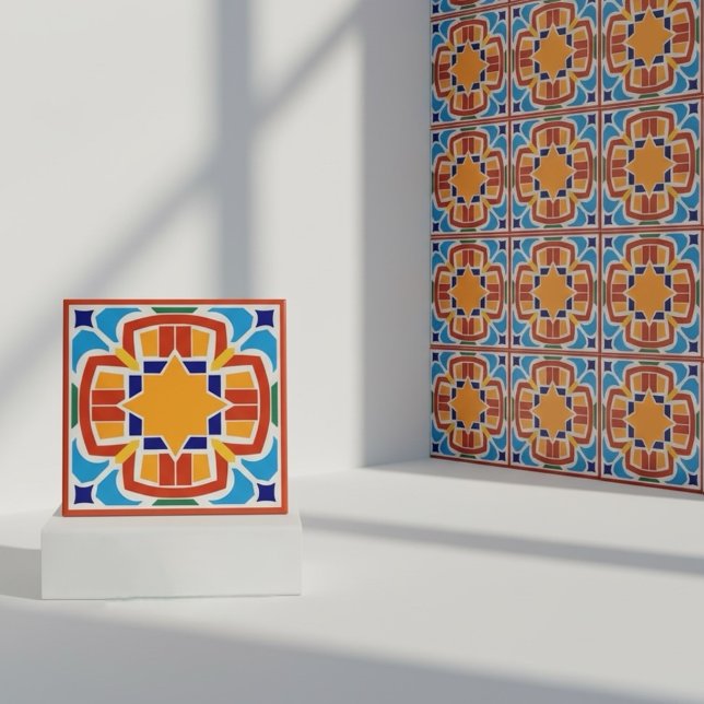 Bright Sun Star Moroccan Ceramic Tile Fliese (Von Creator hochgeladen)