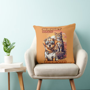 Bright Sunset Animal Friends Art Kissen