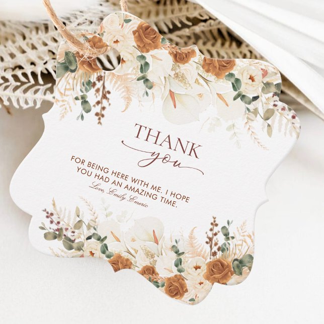 Bright Terracotta Boho Floral Thank You Geschenkanhänger (Von Creator hochgeladen)