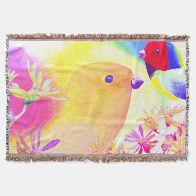 Bright Tie-Dye Birds Decke (Vorderseite)