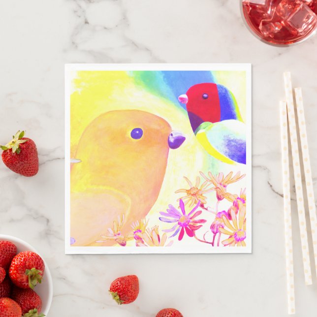 Bright Tie-Dye Birds Serviette (Beispiel)